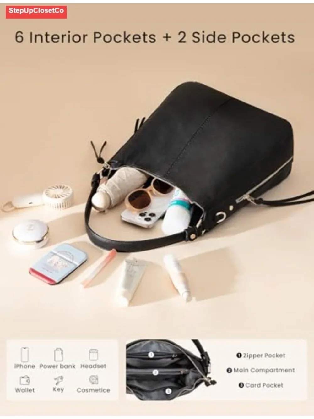 Faux Leather Hobo Crossbody Bag for Women, Designer Shoulder Purse Handbags,